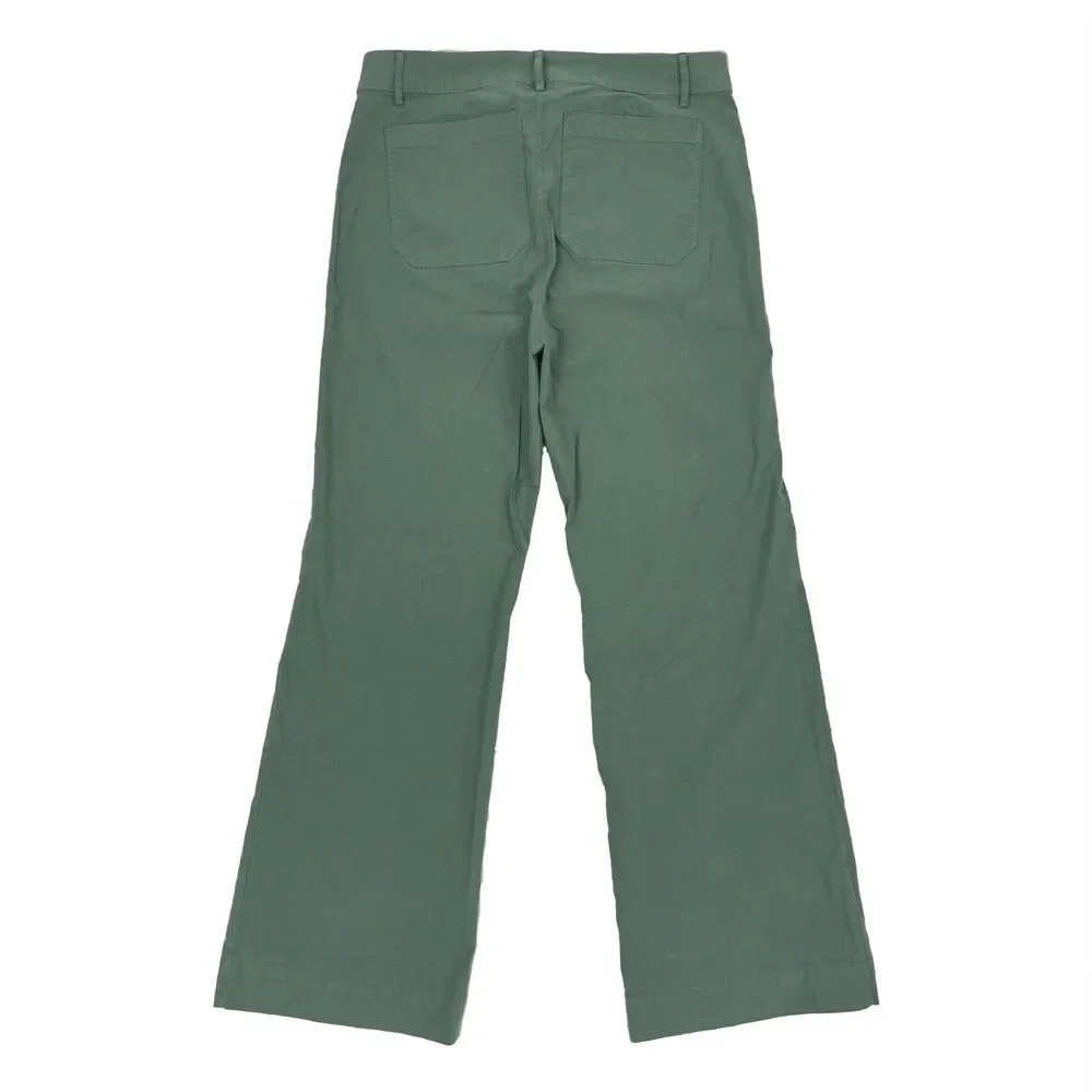 J.CREW Lizzie High Rise Linen Cotton Patch Pocket Wide Pant 33T Spinach NWT B93
